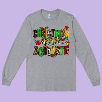 Christmas Spirit Activate Long Sleeve Tee Designed By Adodesignshop