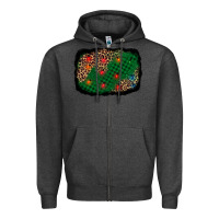 Charcoal Heather green buffalo plaid christmas background Zipper Hoodie - AdoDesignShop