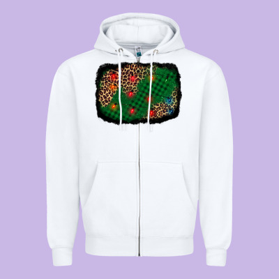 Green Buffalo Plaid Christmas Background Zipper Hoodie Designed By Adodesignshop