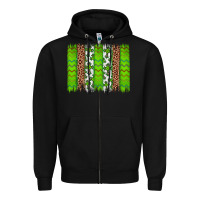 Black Western St. Patrick's Shamrock Cross Leopard Brushstroke Zipper Hoodie - Artiststas
