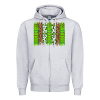 Heather Grey Western St. Patrick's Shamrock Cross Leopard Brushstroke Zipper Hoodie - Artiststas