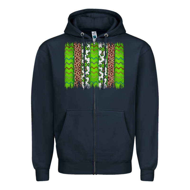 Western St. Patrick's Shamrock Cross Leopard Brushstroke Zipper Hoodie by Artiststas | Teevron