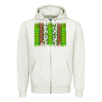 Oatmeal Heather Western St. Patrick's Shamrock Cross Leopard Brushstroke Zipper Hoodie - Artiststas