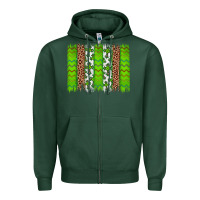 Sports Green Western St. Patrick's Shamrock Cross Leopard Brushstroke Zipper Hoodie - Artiststas