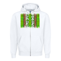 White Western St. Patrick's Shamrock Cross Leopard Brushstroke Zipper Hoodie - Artiststas