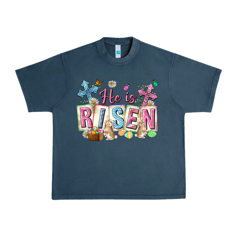 He Is Risen Easter With Flowers Urban Heavy Tee by Neo Western | Teevron