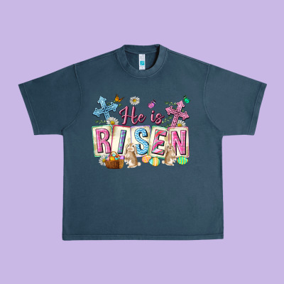 He Is Risen Easter With Flowers Urban Heavy Tee Designed By Neo Western