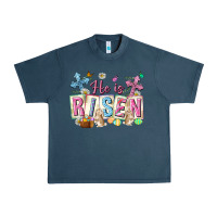 Midnight Navy he is risen easter with flowers Urban Heavy Tee - Neo Western