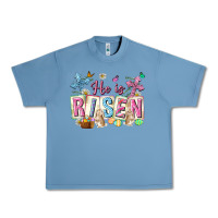 Pebble Blue he is risen easter with flowers Urban Heavy Tee - Neo Western