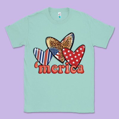Merica 4th Of July Hearts Classic Tee Designed By Bundleandbundleshop