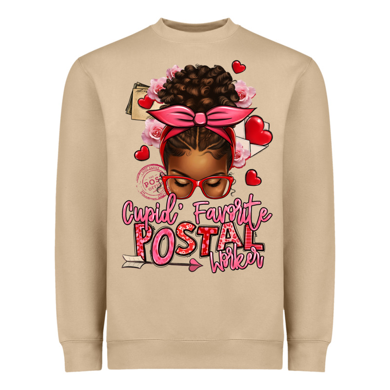 Cupid's Favorite Postal Worker Afro Messy Bun Heavyweight Sweatshirt by texasbilliewilder | Teevron