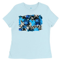 Baby Blue westerb cowhide winter background Ladies Tee - AdoDesignShop