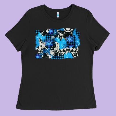 Westerb Cowhide Winter Background Ladies Tee Designed By Adodesignshop