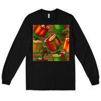 Black christmas gift box seamless pattern Long Sleeve Tee - BundleAndBundleShop