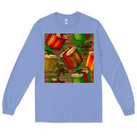 Colony Blue christmas gift box seamless pattern Long Sleeve Tee - BundleAndBundleShop