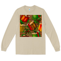 Mushroom christmas gift box seamless pattern Long Sleeve Tee - BundleAndBundleShop