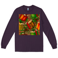 Plum christmas gift box seamless pattern Long Sleeve Tee - BundleAndBundleShop