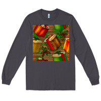 Smoke christmas gift box seamless pattern Long Sleeve Tee - BundleAndBundleShop