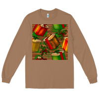 Toasted Coconut christmas gift box seamless pattern Long Sleeve Tee - BundleAndBundleShop
