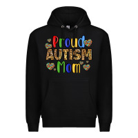 Black proud autism mom design Premium Hoodie - LillyAllenDesigns