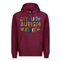 Burgundy proud autism mom design Premium Hoodie - LillyAllenDesigns