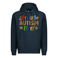 Navy proud autism mom design Premium Hoodie - LillyAllenDesigns