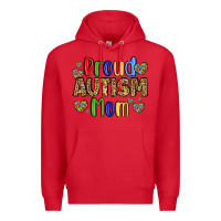 Red proud autism mom design Premium Hoodie - LillyAllenDesigns