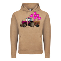 Vintage Coffee valentine's day pink tractor with pin heart balloons Vintage Hoodie - RanaPortraitStore