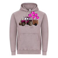 Valentine's Day Pink Tractor With Pin Heart Balloons Vintage Hoodie | Teevron