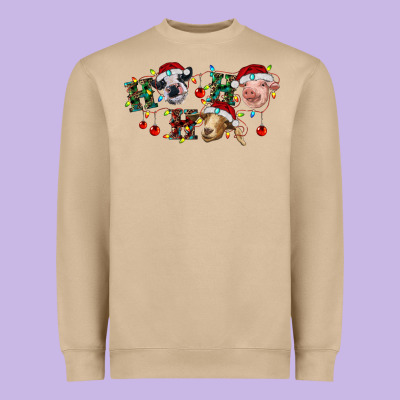 Hohoho Farm Animals Heavyweight Sweatshirt Designed By Ranaportraitstore