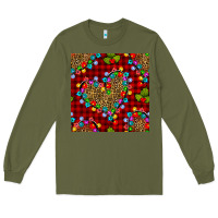 Army Green christmas lights and leopard hearts seamless pattern Long Sleeve Tee - BundleAndBundleShop