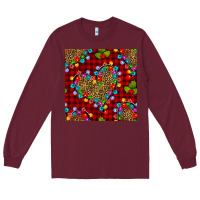 Burgundy christmas lights and leopard hearts seamless pattern Long Sleeve Tee - BundleAndBundleShop
