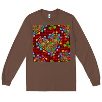 Chestnut christmas lights and leopard hearts seamless pattern Long Sleeve Tee - BundleAndBundleShop