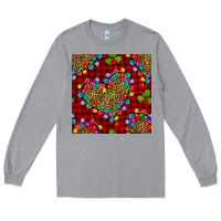 Heather Grey christmas lights and leopard hearts seamless pattern Long Sleeve Tee - BundleAndBundleShop