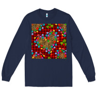 Navy christmas lights and leopard hearts seamless pattern Long Sleeve Tee - BundleAndBundleShop
