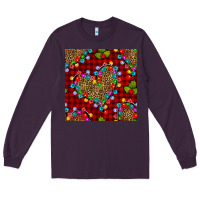 Plum christmas lights and leopard hearts seamless pattern Long Sleeve Tee - BundleAndBundleShop