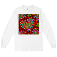 White christmas lights and leopard hearts seamless pattern Long Sleeve Tee - BundleAndBundleShop