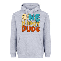 Heather Grey one happy dude Heavyweight Hoodie - MaliasSmallBusiness
