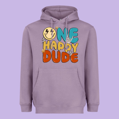 One Happy Dude Heavyweight Hoodie Designed By Maliassmallbusiness