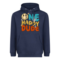 Navy one happy dude Heavyweight Hoodie - MaliasSmallBusiness