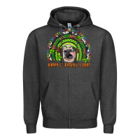 Charcoal Heather Western Happy St. Patrick's Day Cow Rainbow Zipper Hoodie - Artiststas