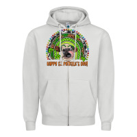 Dove Grey Western Happy St. Patrick's Day Cow Rainbow Zipper Hoodie - Artiststas