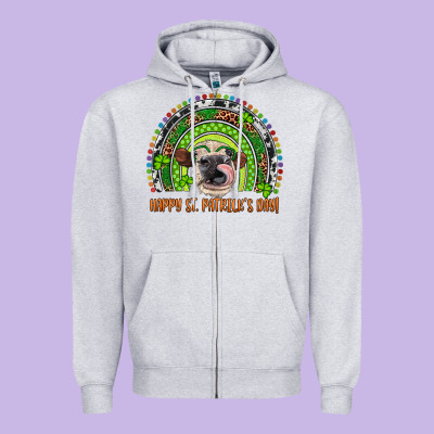 Western Happy St. Patrick's Day Cow Rainbow Zipper Hoodie Designed By Artiststas