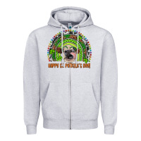 Heather Grey Western Happy St. Patrick's Day Cow Rainbow Zipper Hoodie - Artiststas