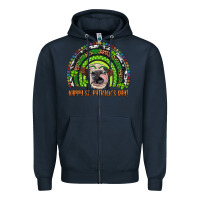Navy Western Happy St. Patrick's Day Cow Rainbow Zipper Hoodie - Artiststas