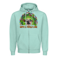Seafoam Western Happy St. Patrick's Day Cow Rainbow Zipper Hoodie - Artiststas