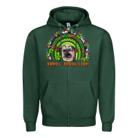 Sports Green Western Happy St. Patrick's Day Cow Rainbow Zipper Hoodie - Artiststas