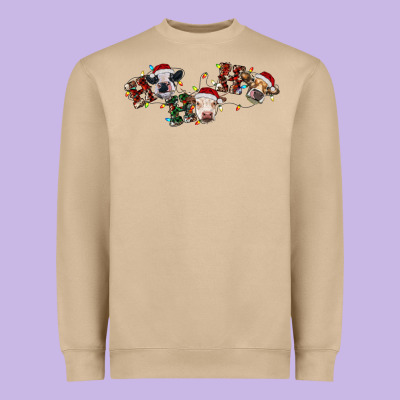 Hohoho Christmas Cows Heavyweight Sweatshirt Designed By Ranaportraitstore