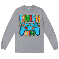 Heather Grey finish him Long Sleeve Tee - JahusDesignShop