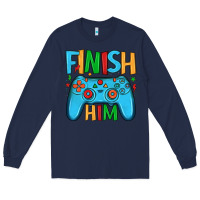 Navy finish him Long Sleeve Tee - JahusDesignShop